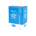Amazon Basics Disposable Clear Plastic Forks, Premium Quality, 100 Count, Large Pack