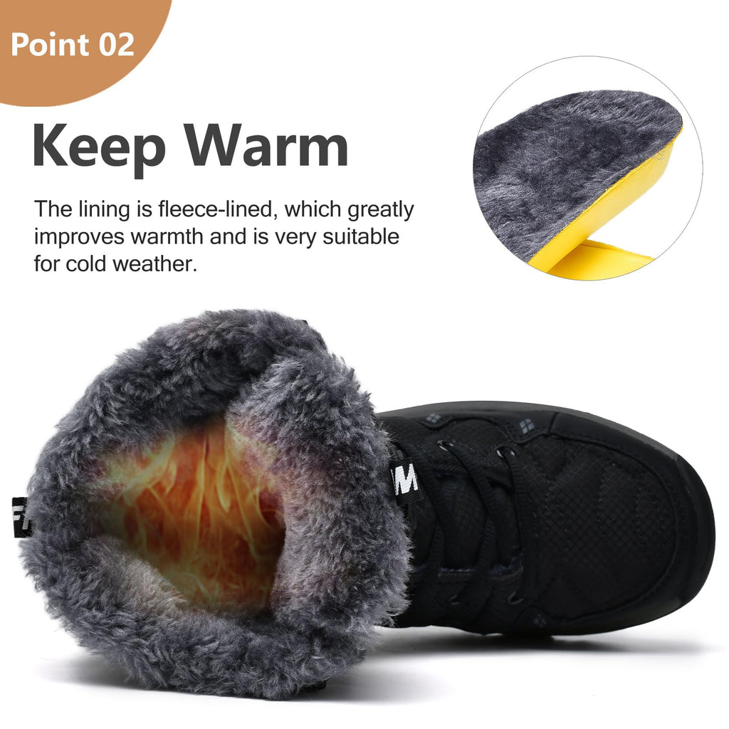 TRAILBLITZ Men's Winter Snow Boots Water Resistant Non Slip Warm Outdoor Lightweight Comfortable Durable 7.1 IN Height Hiking Shoes (10 Men, Black)