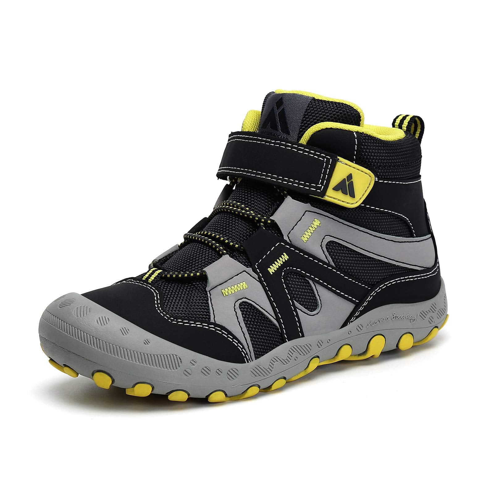 Mishansha Boys Girls Shoes Outdoor Hiking Waterproof Breathable Little Kids Ankle Sneaker Boots with Anti-Slip Rubber Sole Black 2 Little Kid