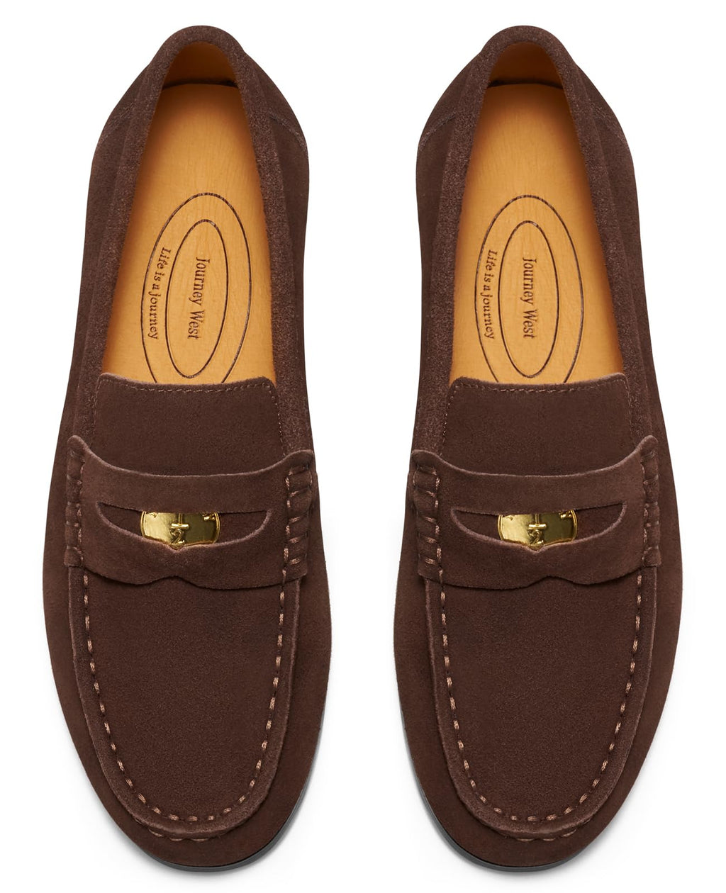 Journey West Ivy Style Suede Slip-on Penny Loafers Shoes for Women Coffee US 9
