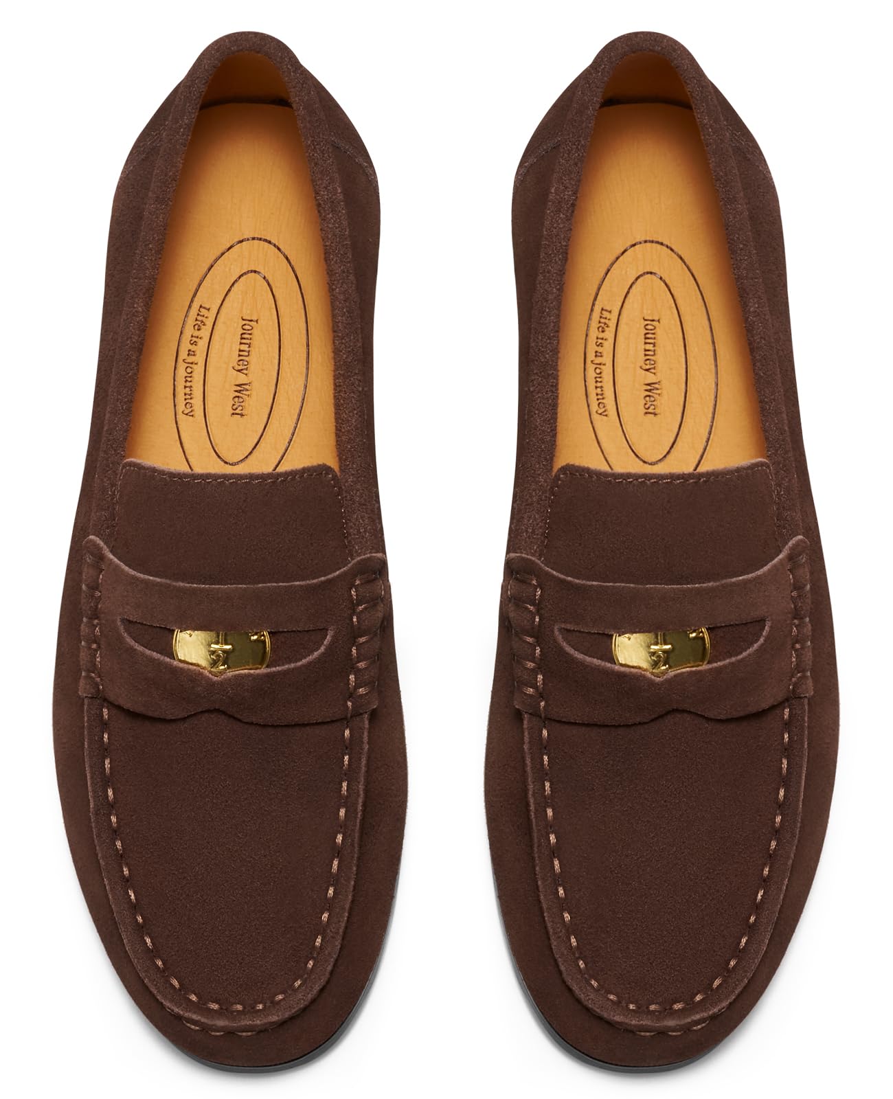 Journey West Ivy Style Suede Slip-on Penny Loafers Shoes for Women Coffee US 9