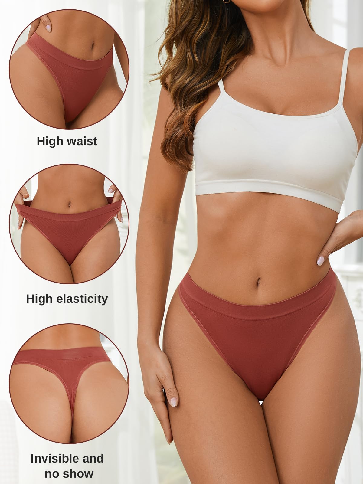 linccure Breathable Seamless Thongs: Comfortable Women's Underwear 5-Pack (US, Alpha, XX-Large, Regular, Regular, A 5 Colors 5-Pack)