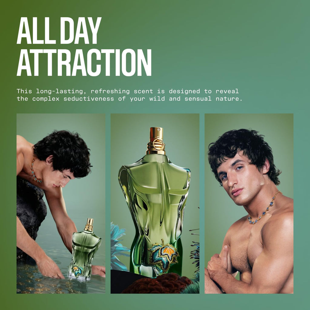 Jean Paul Gaultier Le Beau Paradise Garden Eau de Parfum for Men - Long Lasting Fresh Woody Aquatic Men's Cologne with Coconut Water, Green Fig & Sandalwood - Designer Fragrance Spray, 2.5 oz