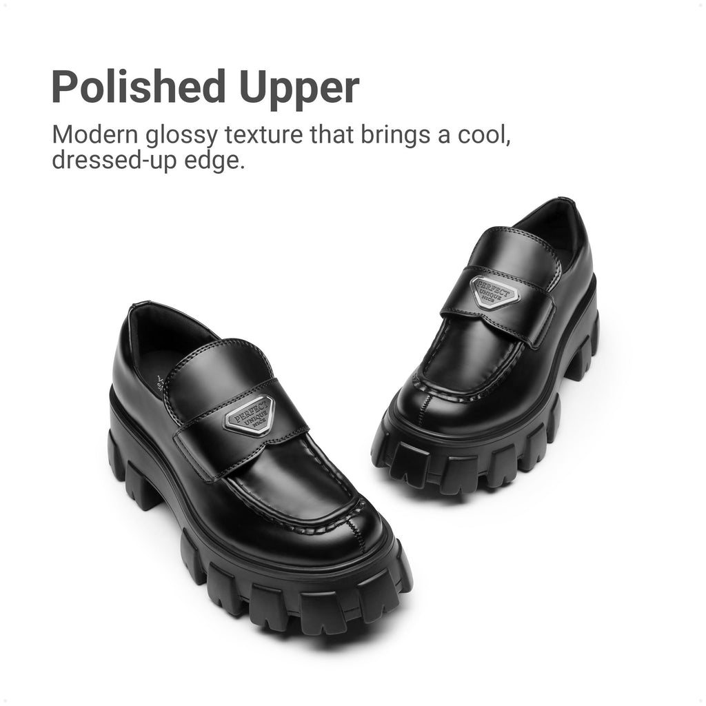 DREAM PAIRS Women's Chunky Loafers Platform Comfortable Slip-On Dressy Business Casual Fashion Outfit Loafer Shoes,Size 8,Black,SDLS2411W