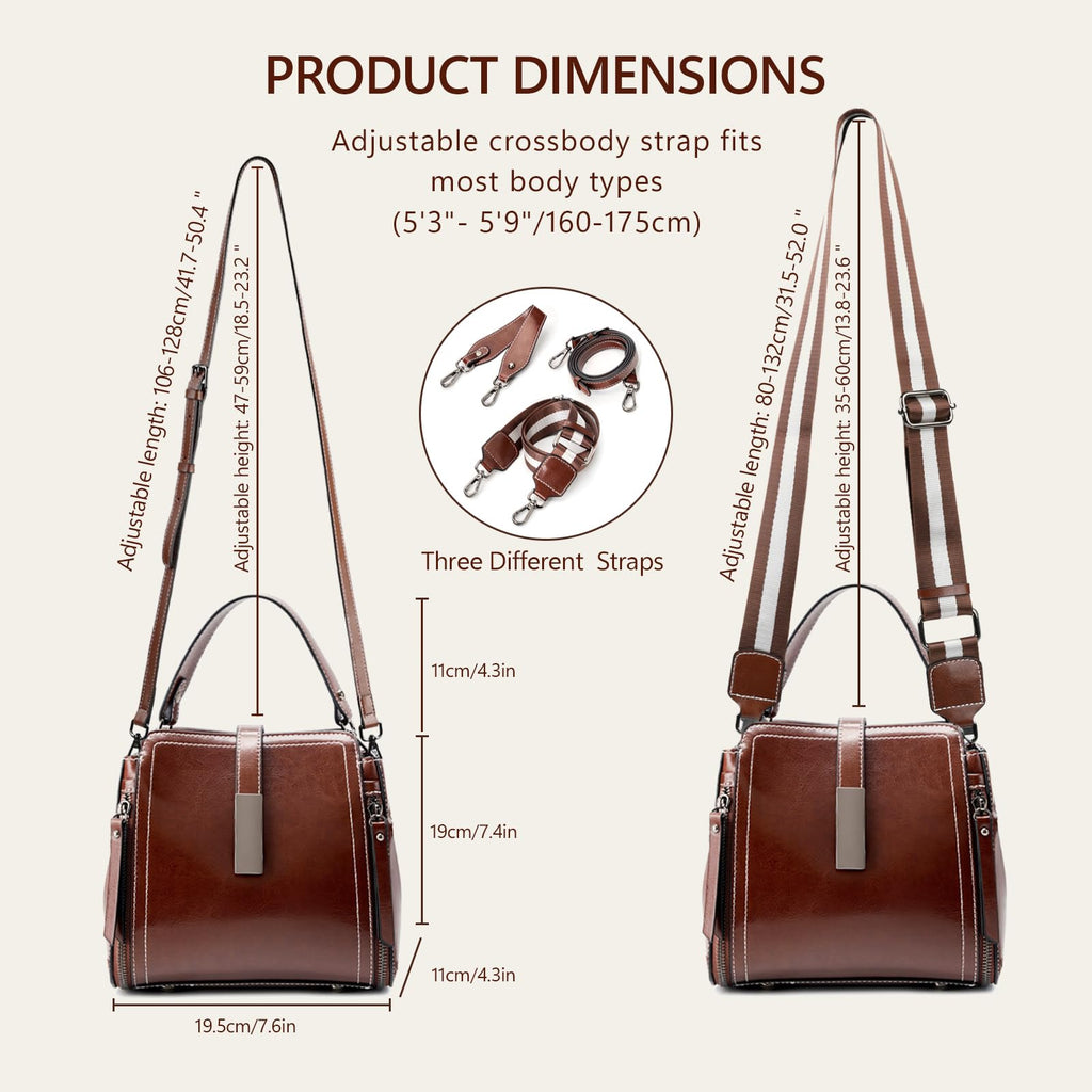 MoreFarther Genuine Leather Crossbody Bags for Women, Designer Leather Purses Bucket Shoulder Bag with Adjustable Straps (Caramel)