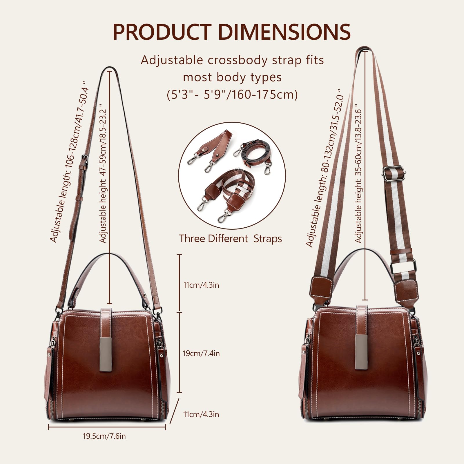 MoreFarther Genuine Leather Crossbody Bags for Women, Designer Leather Purses Bucket Shoulder Bag with Adjustable Straps (Caramel)