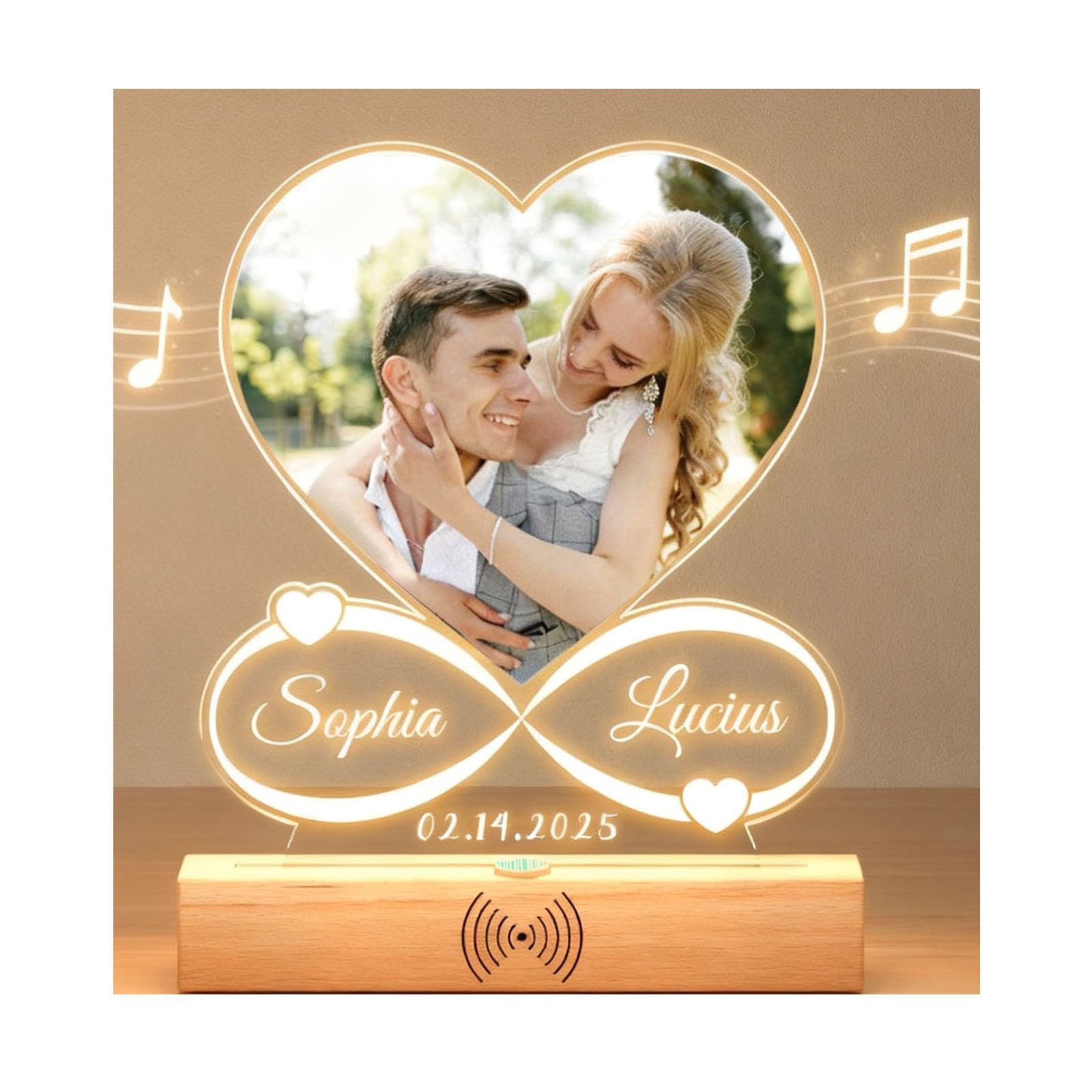 Custom Music Frame with Picture,Personalized Photo Frame with Sensor Night Light & Music Player,Personalized Anniversary/Wedding/Valentine's Gift for Couples Women Men Her Him Mom Family