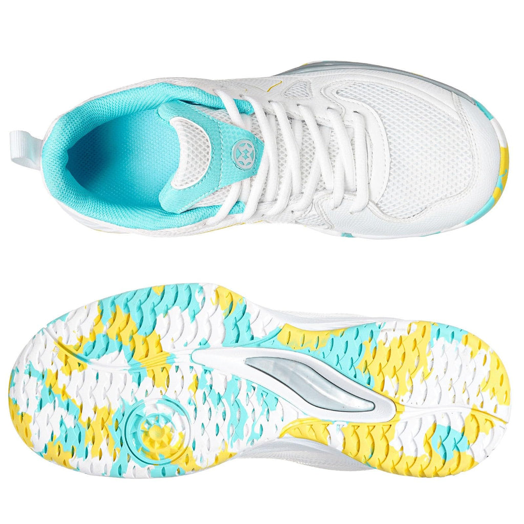 Sisttke Women's Badminton Pickleball Tennis Shoes Lightweight Breathable Non-Slip Court Sneakers for Racquet Sports Training White/Green