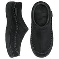 Zigzagger Men's Slip On Moccasin Slippers, Indoor/Outdoor Warm Fuzzy Comfy House Shoes, Fluffy Wide Loafer Slippers,Jet Black, 7-8 D(M) US