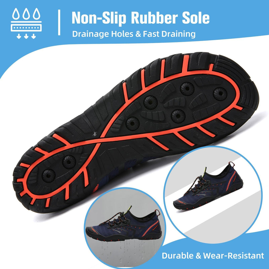 Mishansha Water Shoes for Women Men, Quick-Dry Barefoot Swim Shoes with Drainage Holes, Lightweight Aqua Shoe for Beach Pool River Boating Yoga Walking 11.5 Women/10 Men Dark Blue