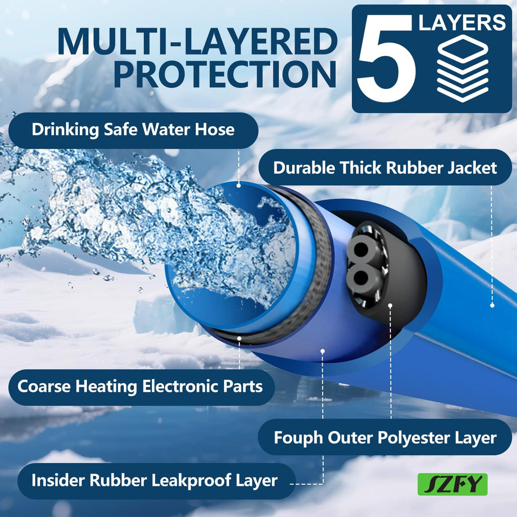 75FT Heated Water Hose for RV,Heated Drinking Water Hose with Thermostat,Lead and BPA Free,1/2" Inner Diameter,Temperatures Down to -40°F Self-Regulating,Blue Appearance