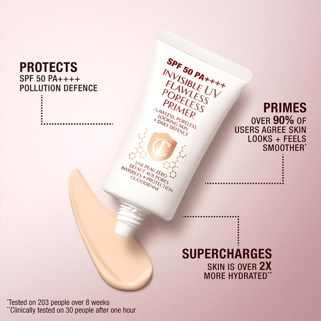 Charlotte Tilbury Protect & Prime Makeup Kit - Invisible UV Flawless Primer SPF 50 + Airbrush Flawless Setting Spray Duo - Hydrating, Smoothing & Long-Wear Makeup Essentials