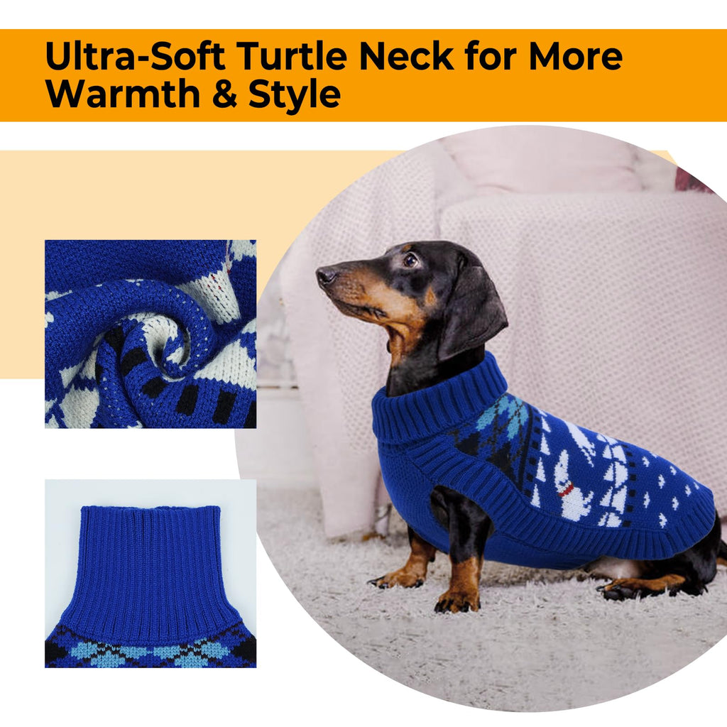 Lelepet Dachshund Sweater, Turtleneck Dog Sweaters for Small Dogs, Warm Pullover Knitted Pet Coat, Cold Weather Dachshund Clothes, Fall/Winter Cozy Outfit (XS-XL)