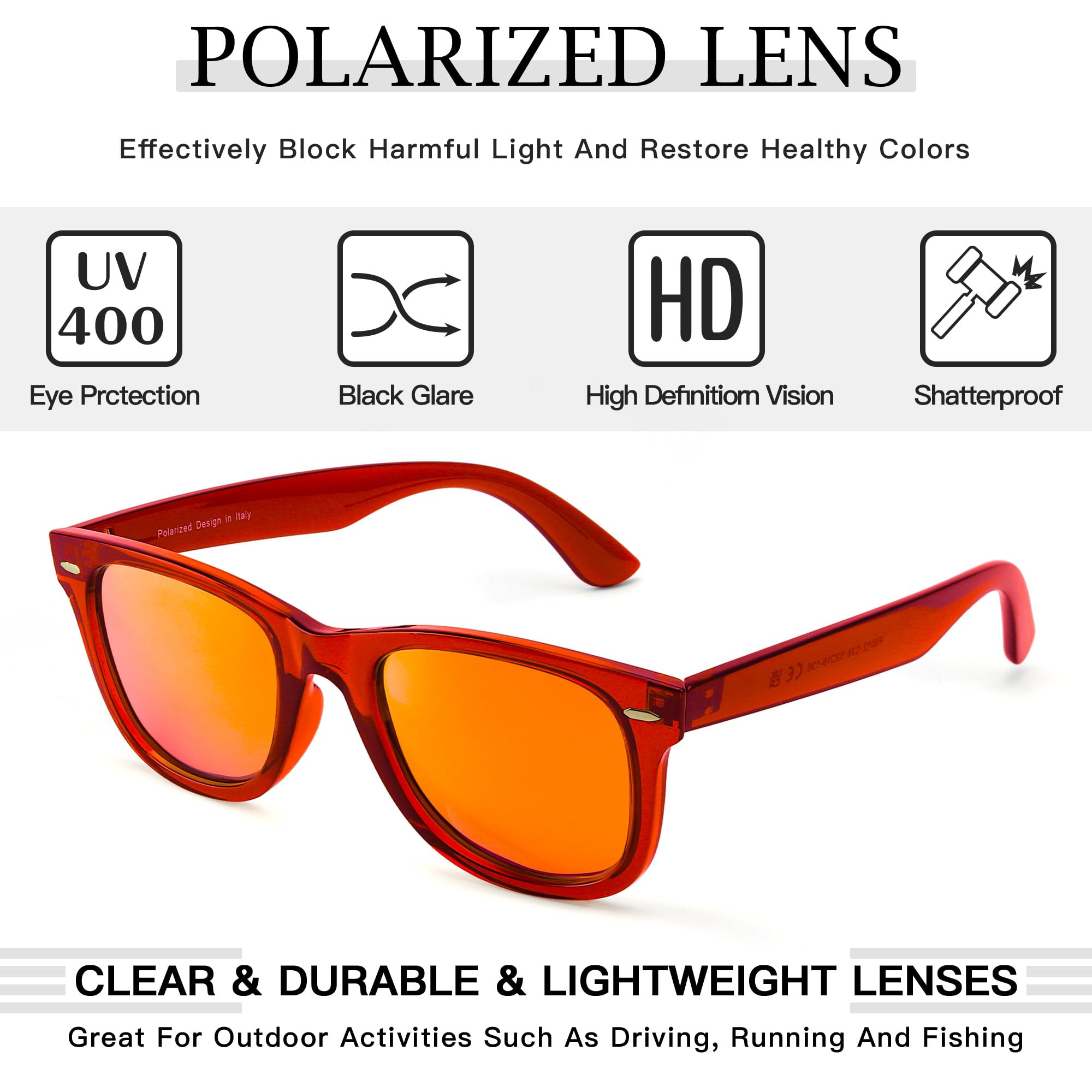 SIPHEW Polarized Sunglasses for Women & Men - UV400 Mirrored Beach Eyewear, Designer Unisex Fashion Sunglasses w/Medium Fit