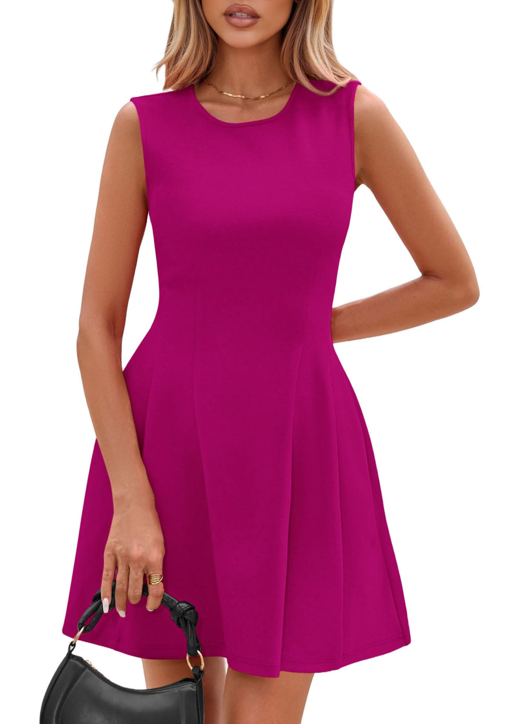 PRETTYGARDEN Summer Dresses for Women 2026 Elegant Classy Spring A Line Business Casual Work Graduation Cocktail Short Dress (Hot Pink,XX-Large)