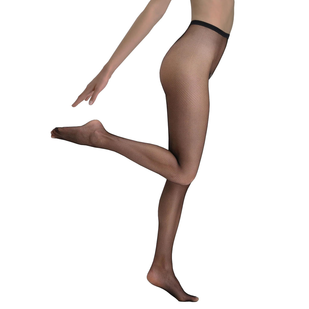 CALZITALY Fishnet Tights with Back Seam, Seamed Fishnet Pantyhose, Italian Hosiery (S/M, Black)