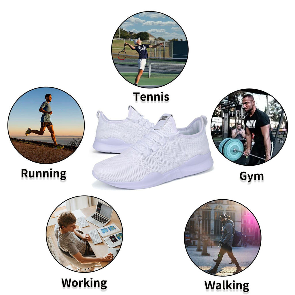 QIJGS Running Shoes for Men Tennis Athletic Gym Fashion WorkoutSneakers Mesh Lightweight Sports Casual Shoes-White-9.5