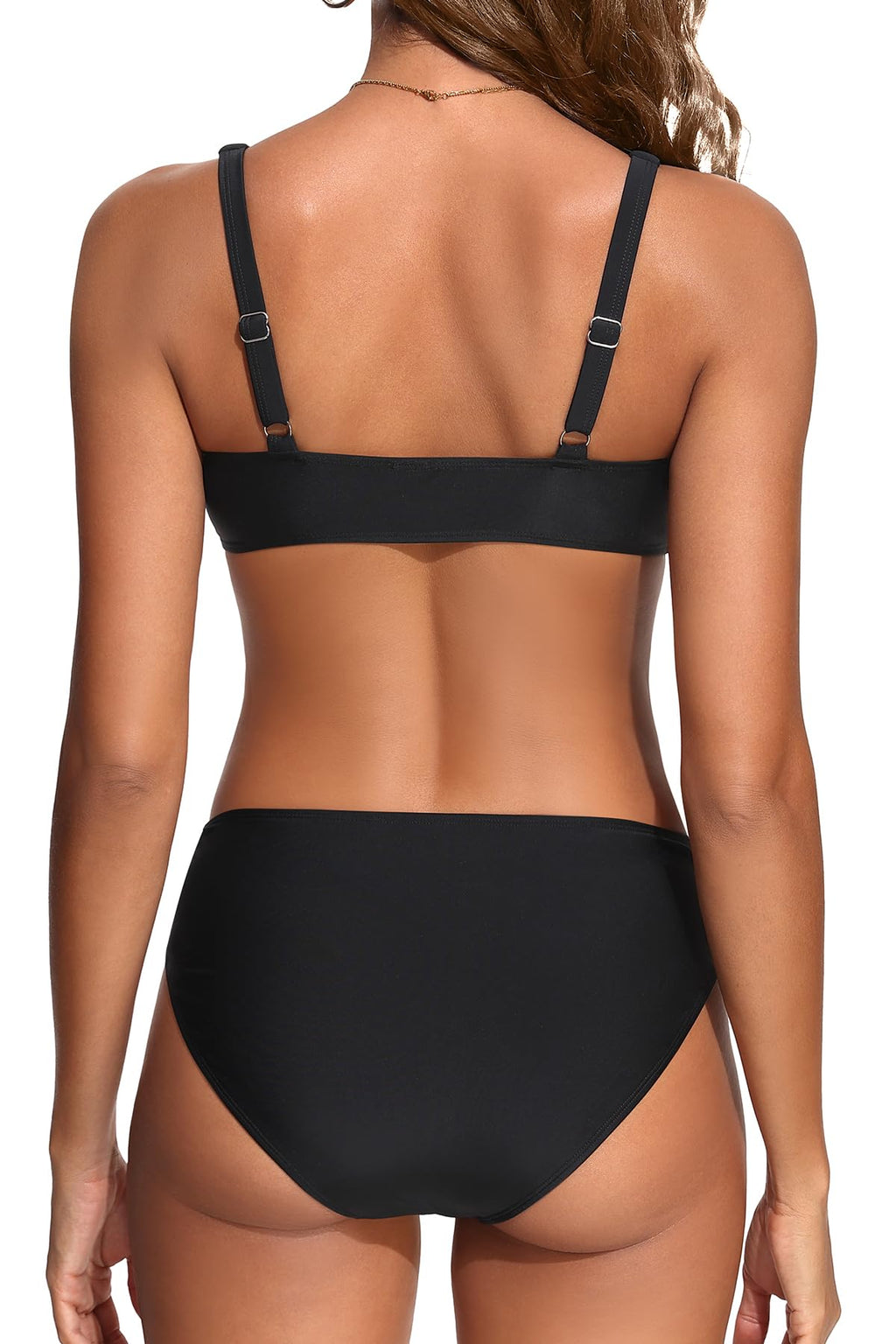 Yonique Women Two Piece Swimsuit - Knot Twist Bikini Set V Cut Bathing Suit 2026 Teen Bikini Black M