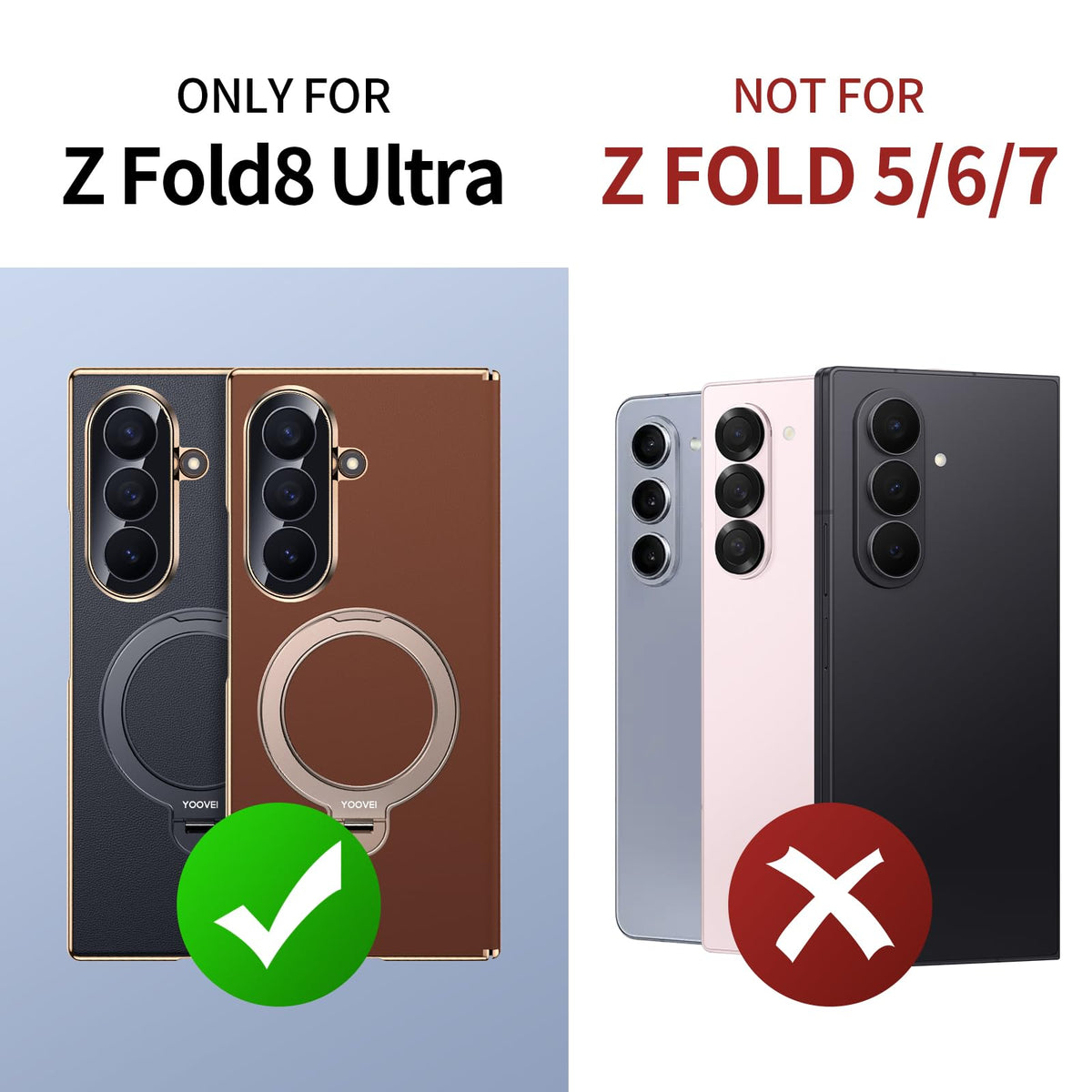 YOOVEI Magnetic for Samsung Galaxy Z Fold 8 Ultra Case Luxury Leather [Hinge Protection] Built-in [Screen Protector] [Fit for MagSafe] Zfold 8 Ultra Case with Kickstand & Ring Holder,Brown