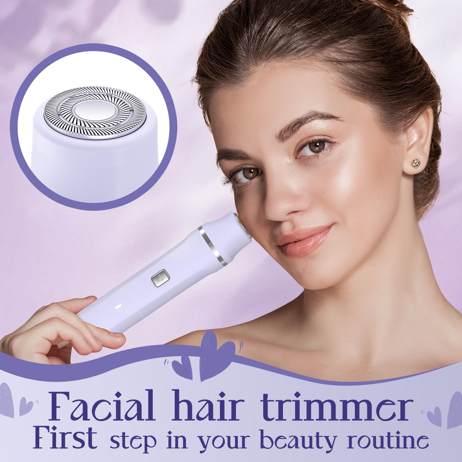 Electric Razors for Women - Wet/Dry Womens Electric Shaver for Legs, Replaceable Body Hair Blade Heads&Hair Remover for Face Head, No Nick, No Cut, No Razor Burn, Purple