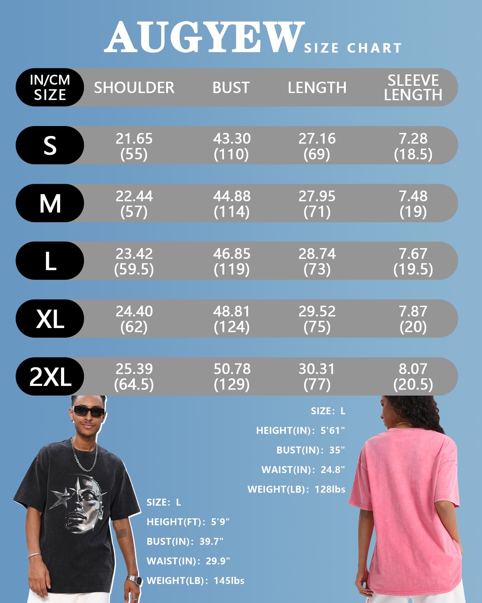 AugYew Men's Graphic Tees Shirt Unisex Cotton Oversized T-Shirt Short Sleeve Vintage Streetwear Casual Tee Top Men,BK,M