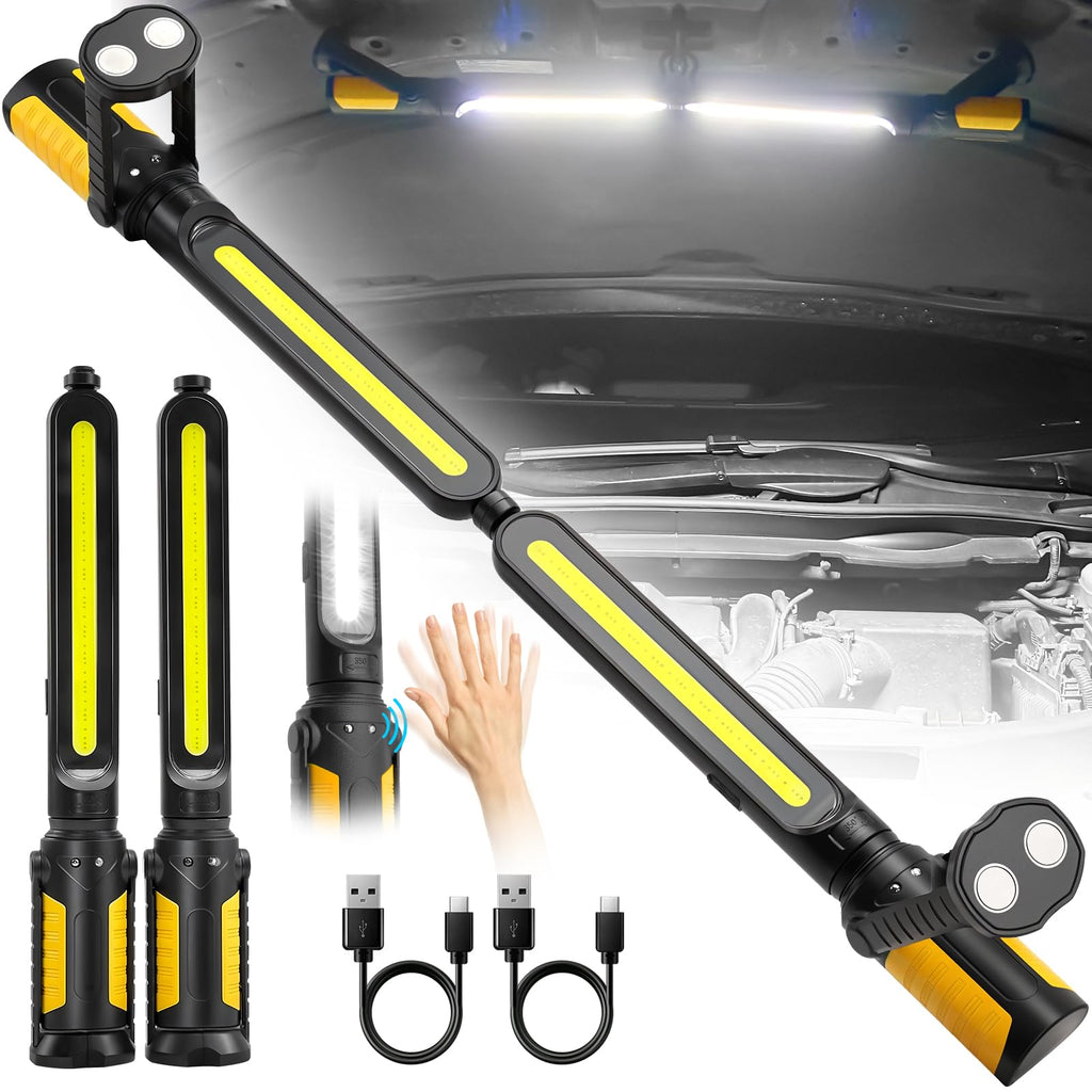 SYLSTAR Mechanic Work Light Bar with Upgraded Sensor Control - 2400LM LED, 4400mAh Rechargeable Underhood Work Light with Hooks & Magnetic Base for Car Repairing, Garage Workshop, Emergency