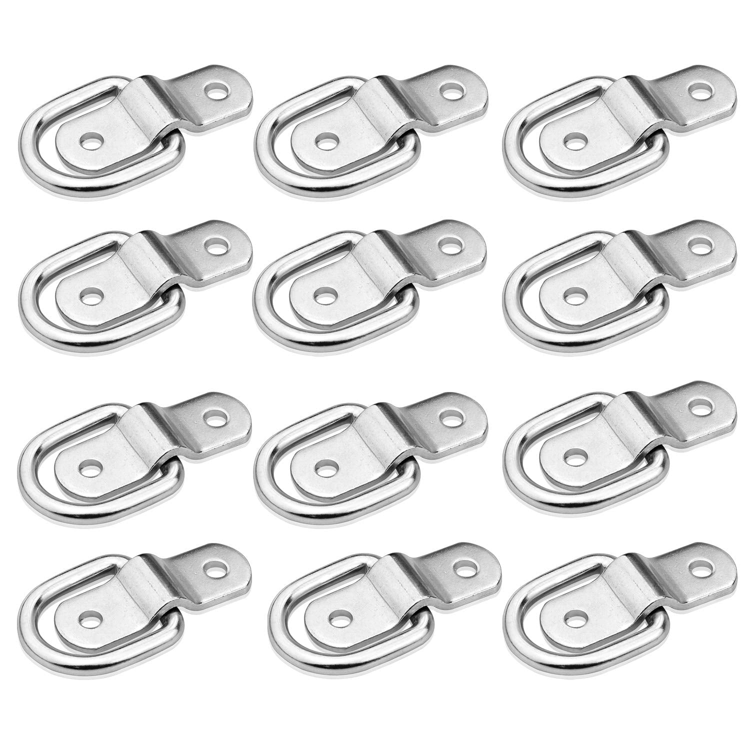 D-Ring Tie Downs Anchor1/4” Heavy Duty Surface Floor Mount Lashing Rings 2400 lbs Cargo Trailers Load-Bearing Hangers Bracket (Pack of 12)