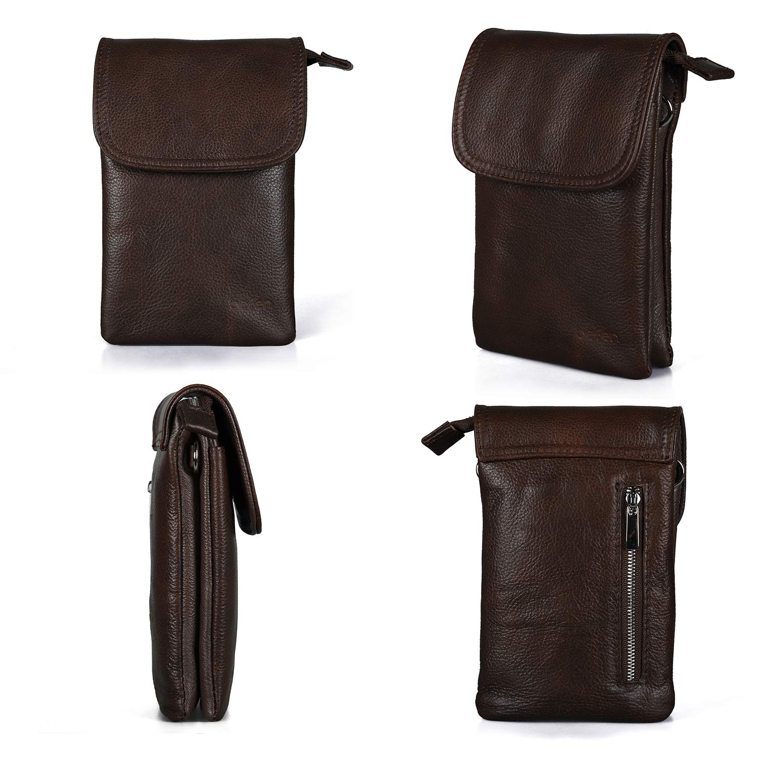 befen Genuine Leather Cell Phone Crossbody Purses for Women, Small Cross Body Bags for Women Travel (Dark Brown)