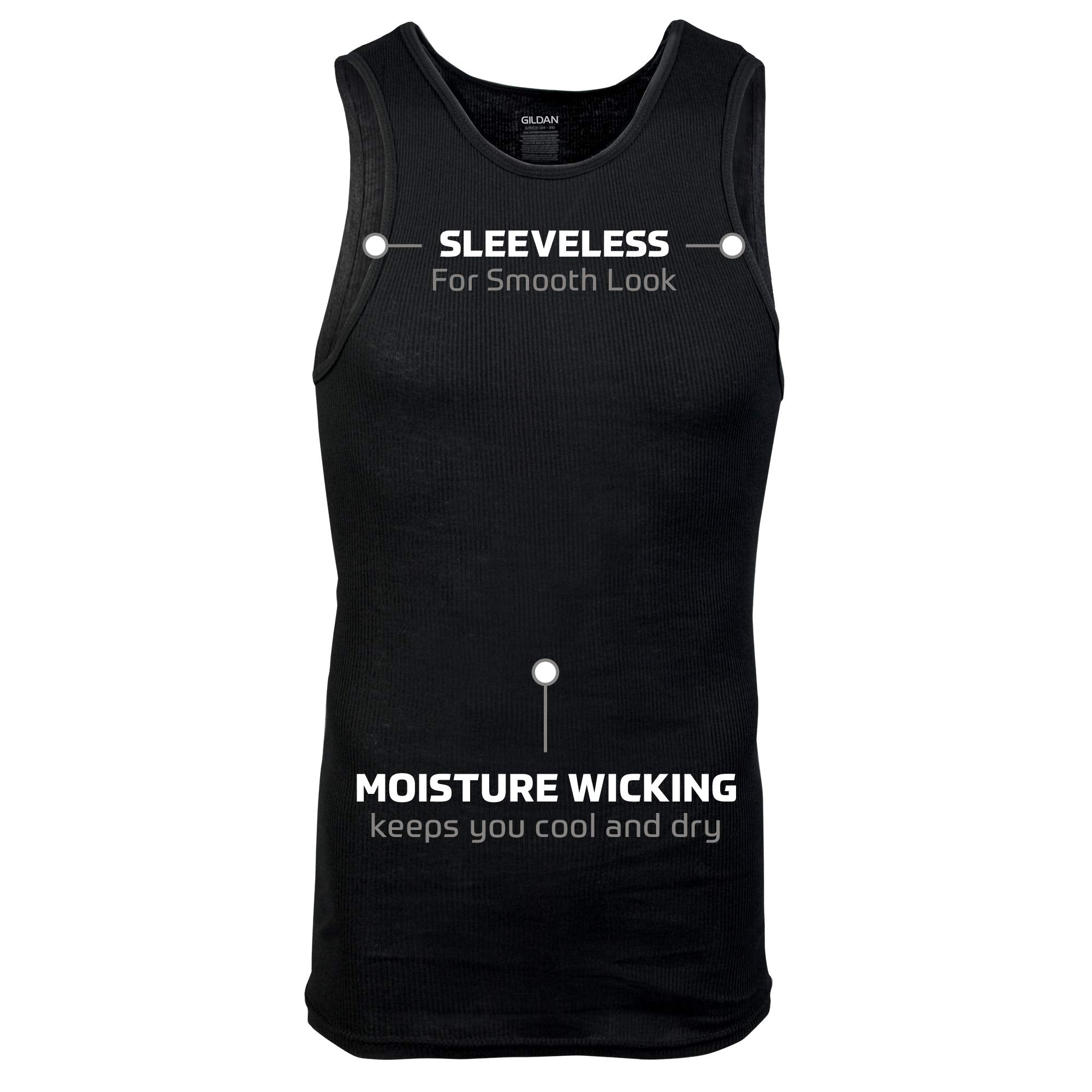 Gildan Men's A-Shirt Tanks, Multipack, Style G1104, Black (6-Pack), Large