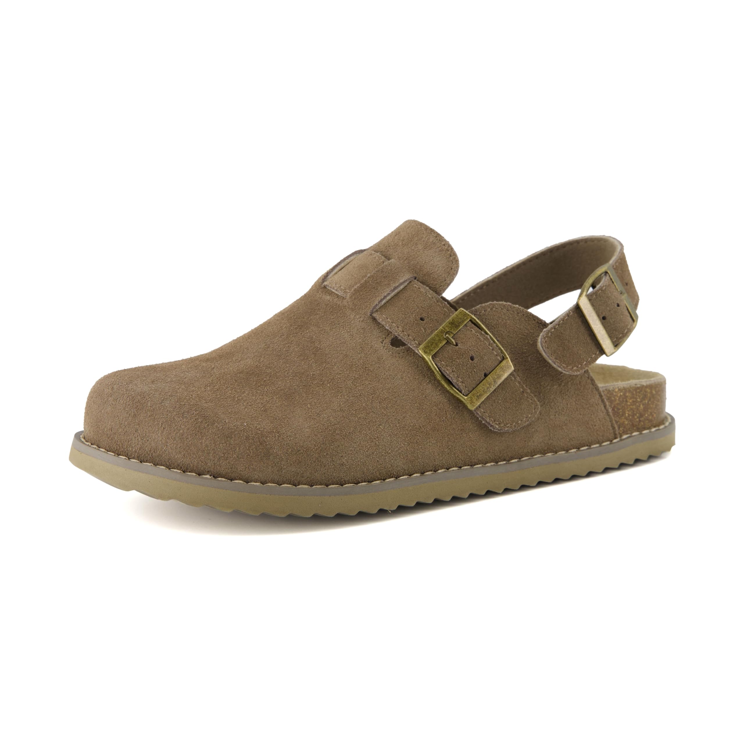 CUSHIONAIRE Brooklyn Suede Womens Slides– Comfortable Clog Mules with Adjustable Buckles – Summer Shoes for Women,TAUPE 11W