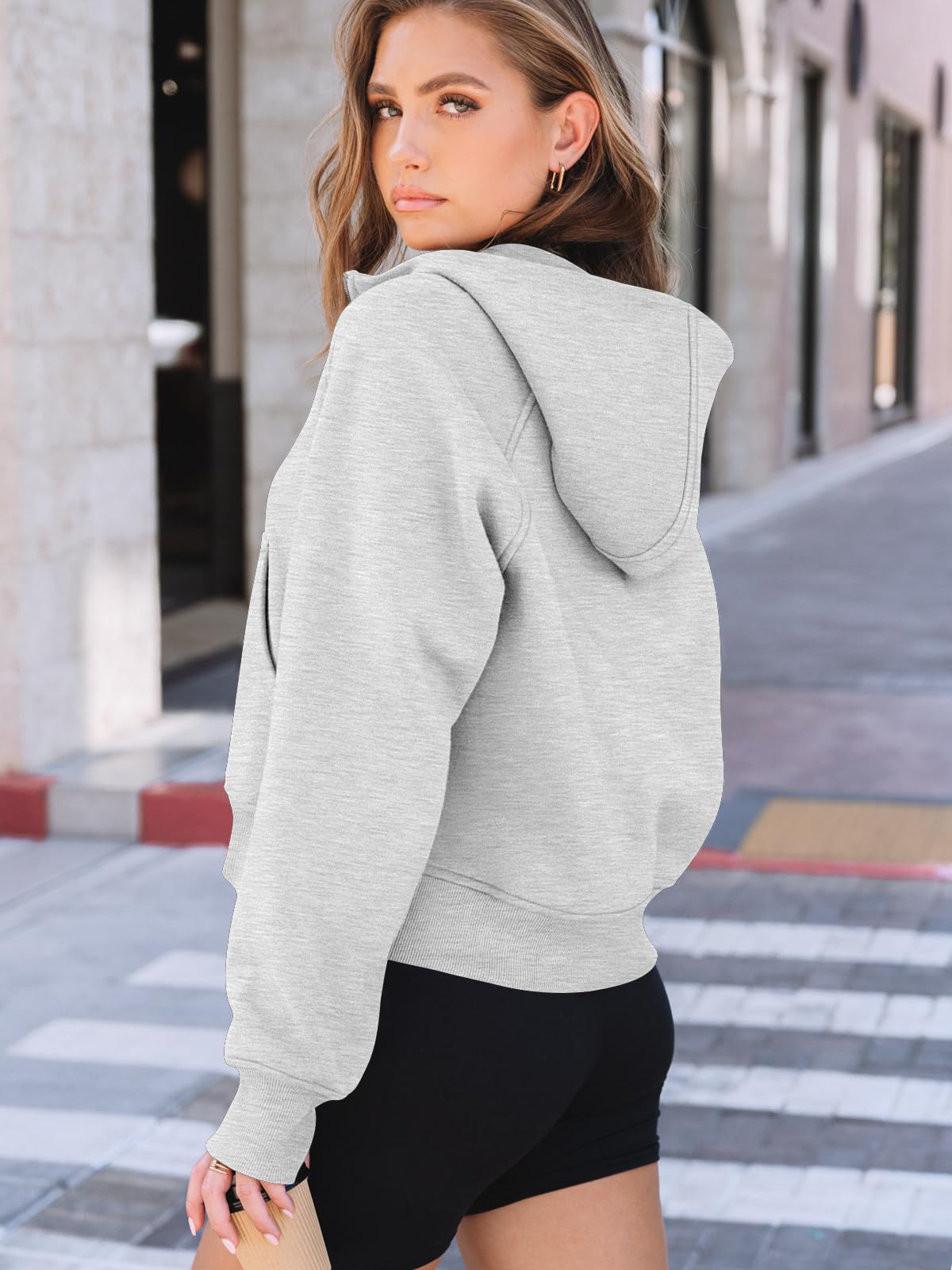 AUTOMET Womens Hoodies Fleece Fall Fashion Outfits Workout Sweatshirts Y2k Winter Zip Up Jackets Oversized Tops Clothes 2026 Grey S