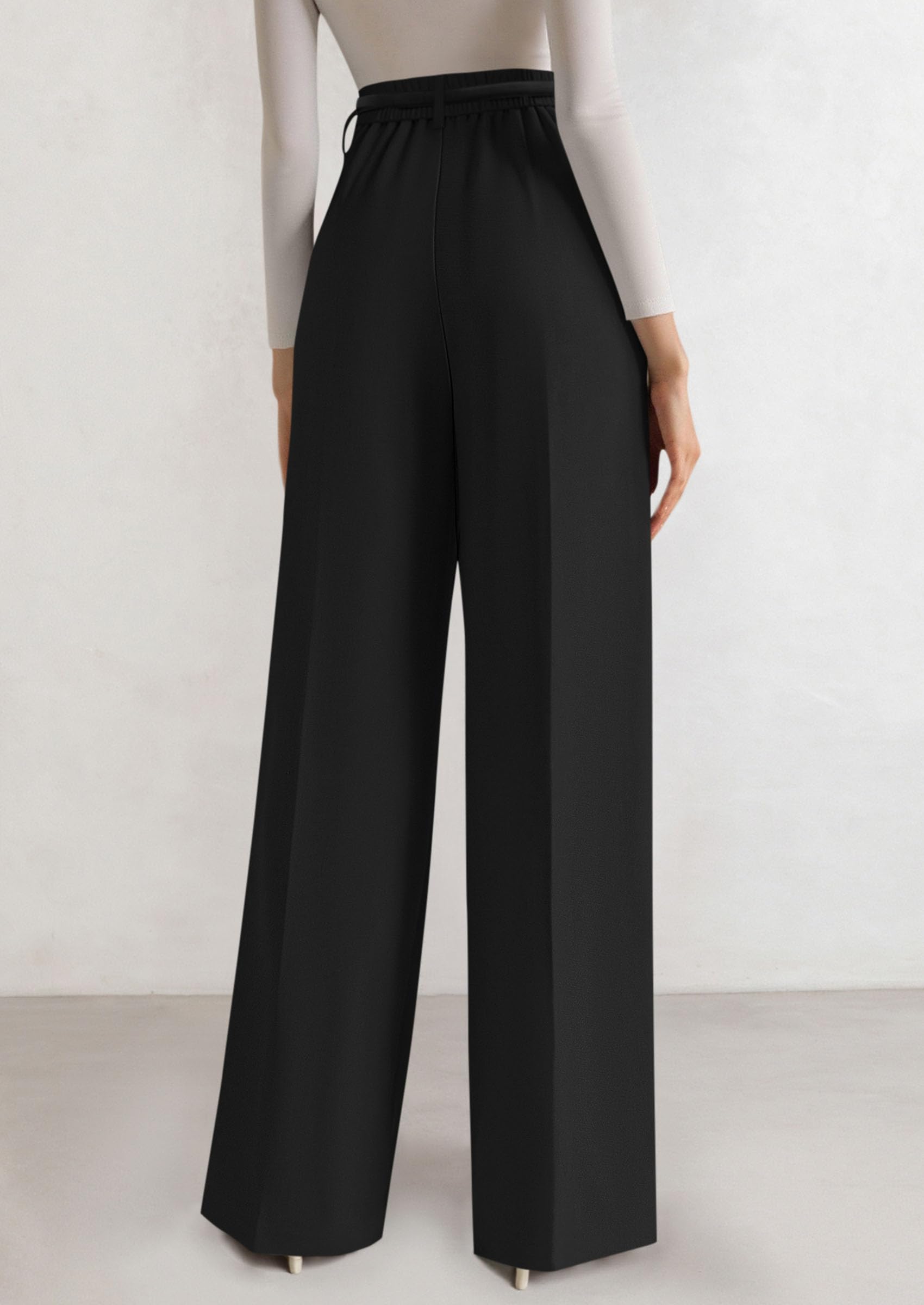 PRETTYGARDEN Womens Wide Leg Dress Pants 2026 Business Casual Flowy Work Palazzo Pants High Waisted Slacks Trousers (Black,Small)
