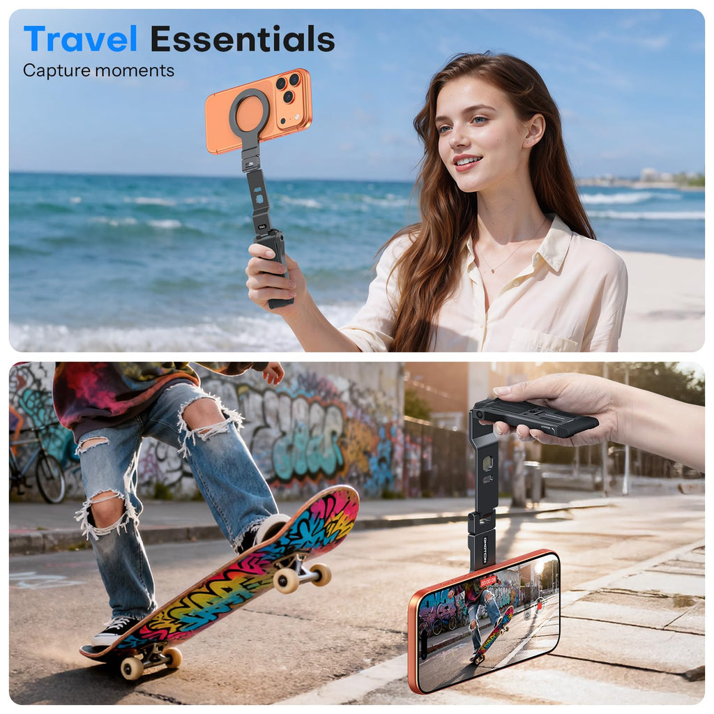 OMOTON TP03 [Ultra-Slim] 360° Rotating for MagSafe Tripod Stand with Hook