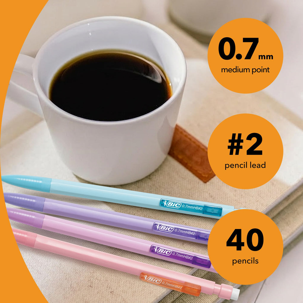 BIC Xtra-Smooth Mechanical Pencils, 0.7 mm Medium Point, 40-Count