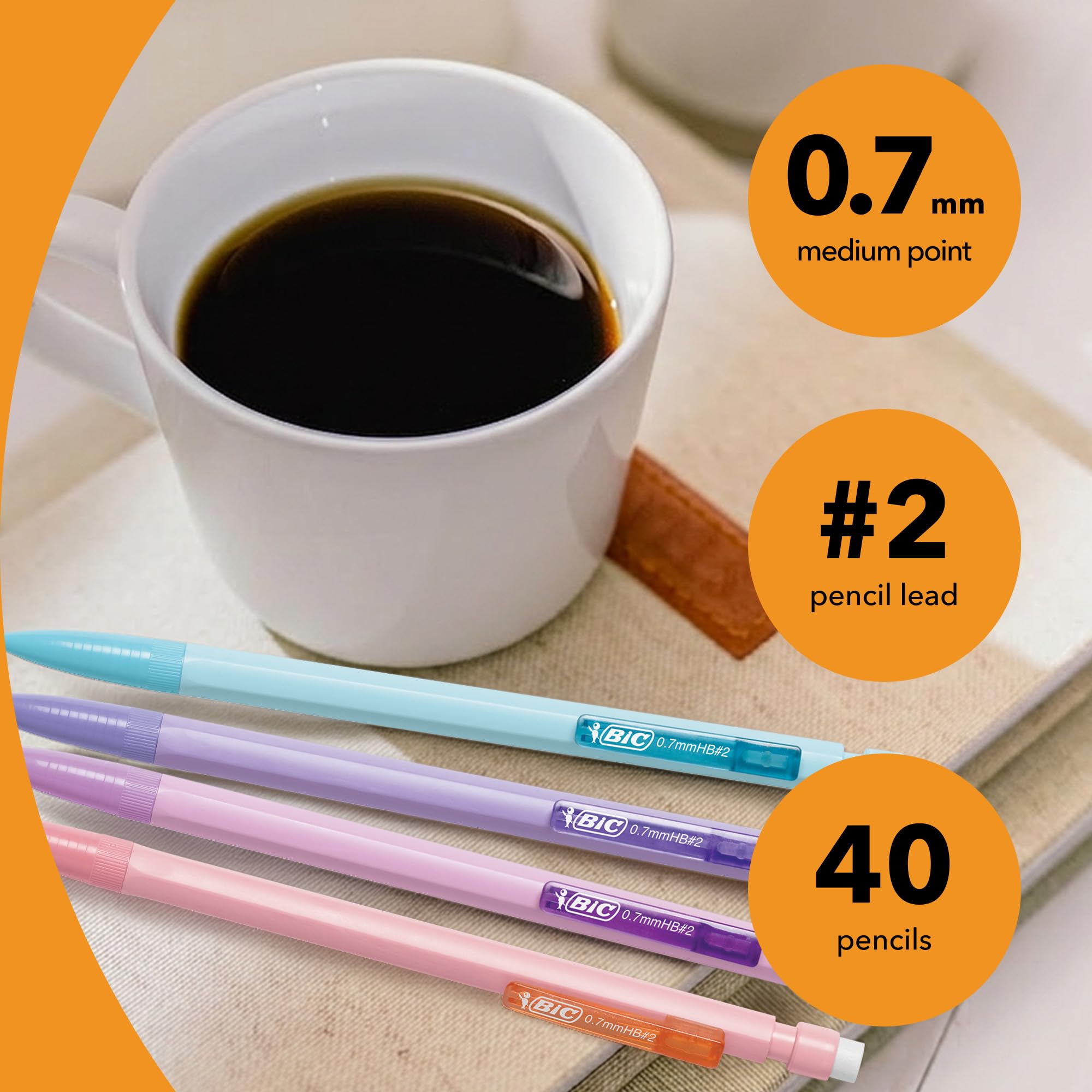 BIC Xtra-Smooth Mechanical Pencils, 0.7 mm Medium Point, 40-Count