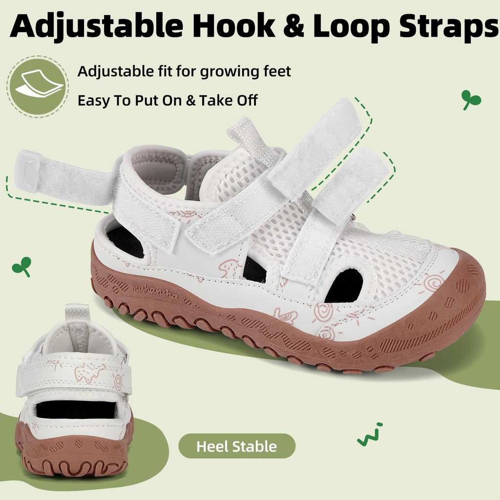 Mishansha Toddler Sandals Kids Walking Shoes Boys Girls Anti-Collision Breathable Sandals Toddler Adjustable Strap Non-Slip Outdoor Sneakers for Hiking Sports Trail Running White Little Kid 3.5