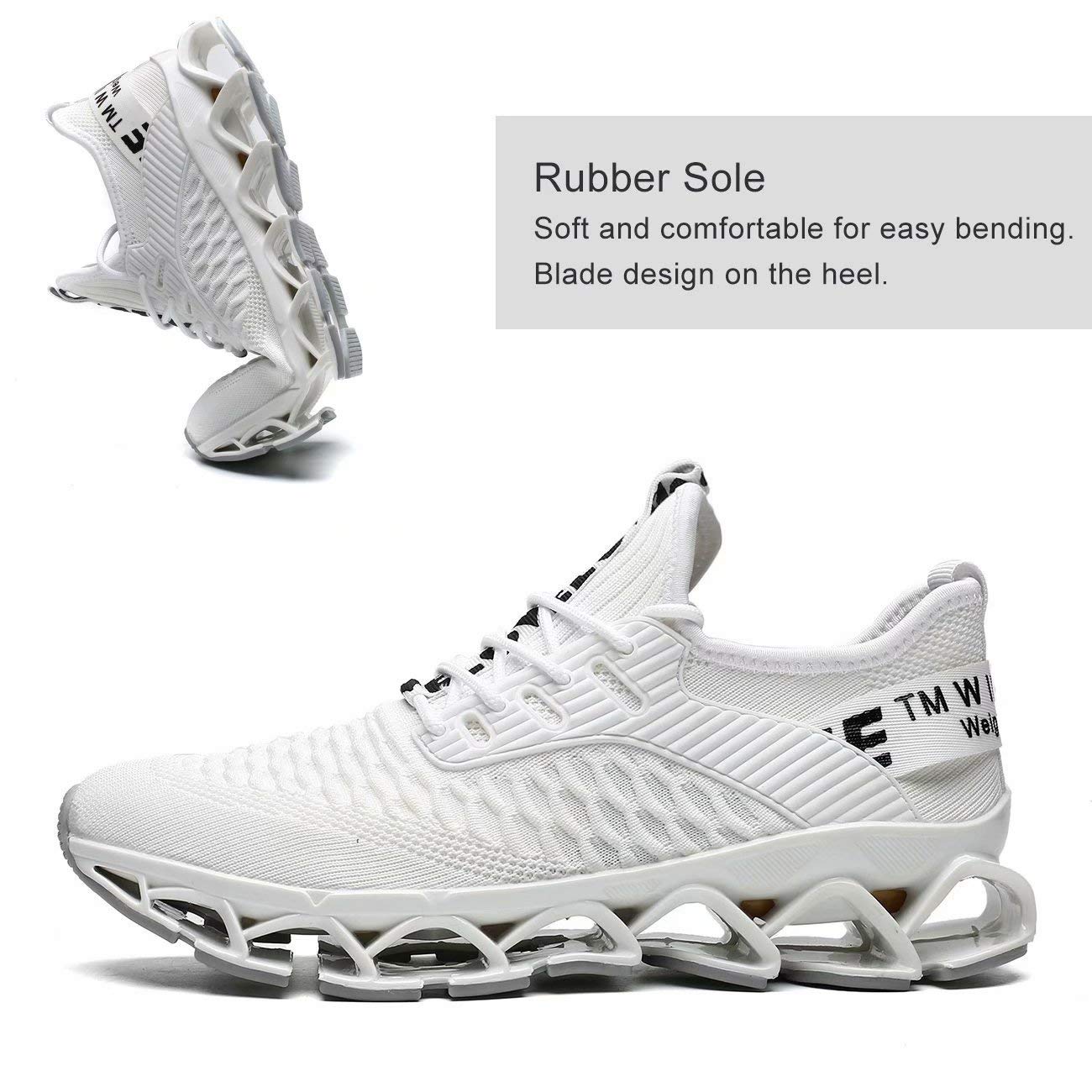 Vooncosir Men's Fashion Sneakers Breathable Mesh Running Shoes Blade Non Slip Soft Sole Casual Athletic Lightweight Walking Shoes(6.5,White)