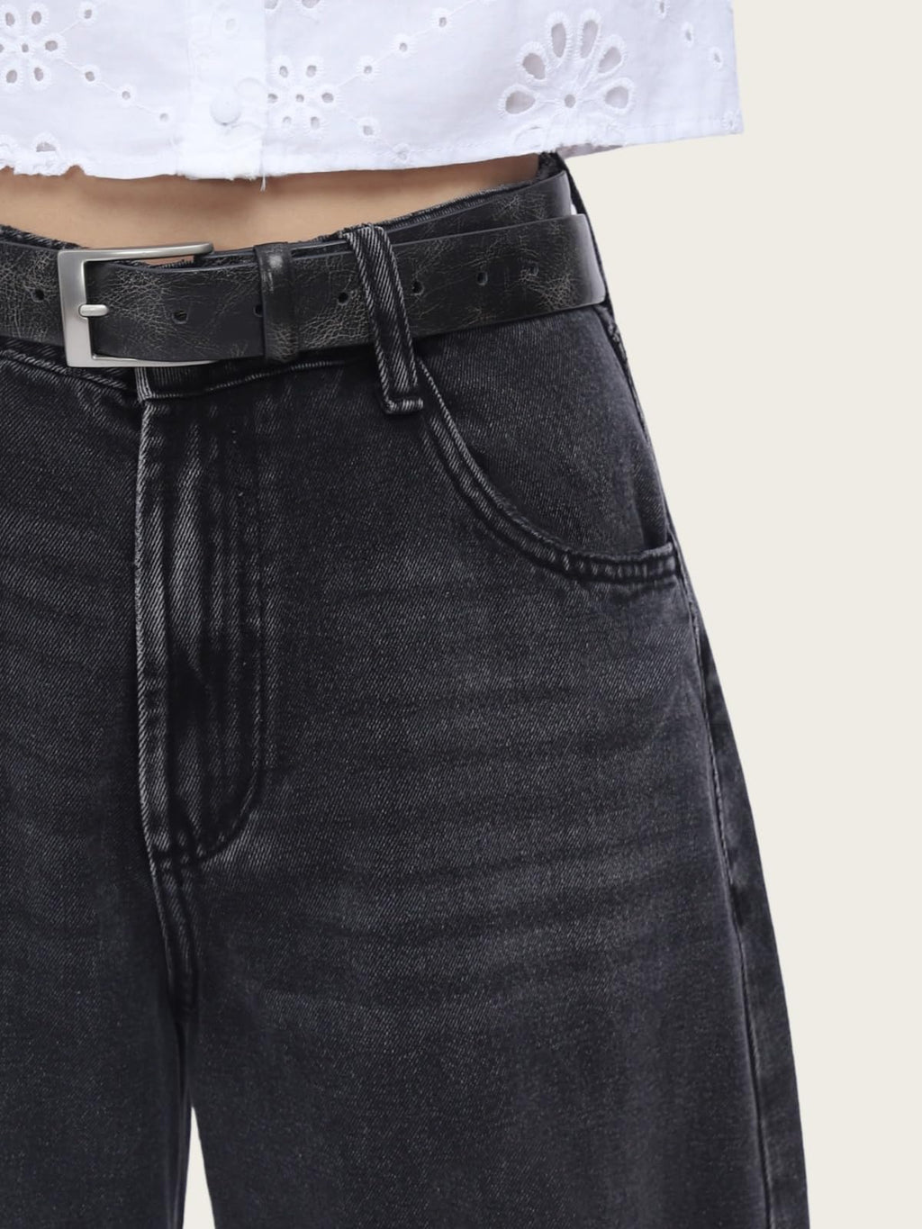 SHAPUM Black Baggy Barrel Jeans for Women High Waisted Trendy Balloon Jeans Retro Pear Shaped Boyfriend Distressed Jean