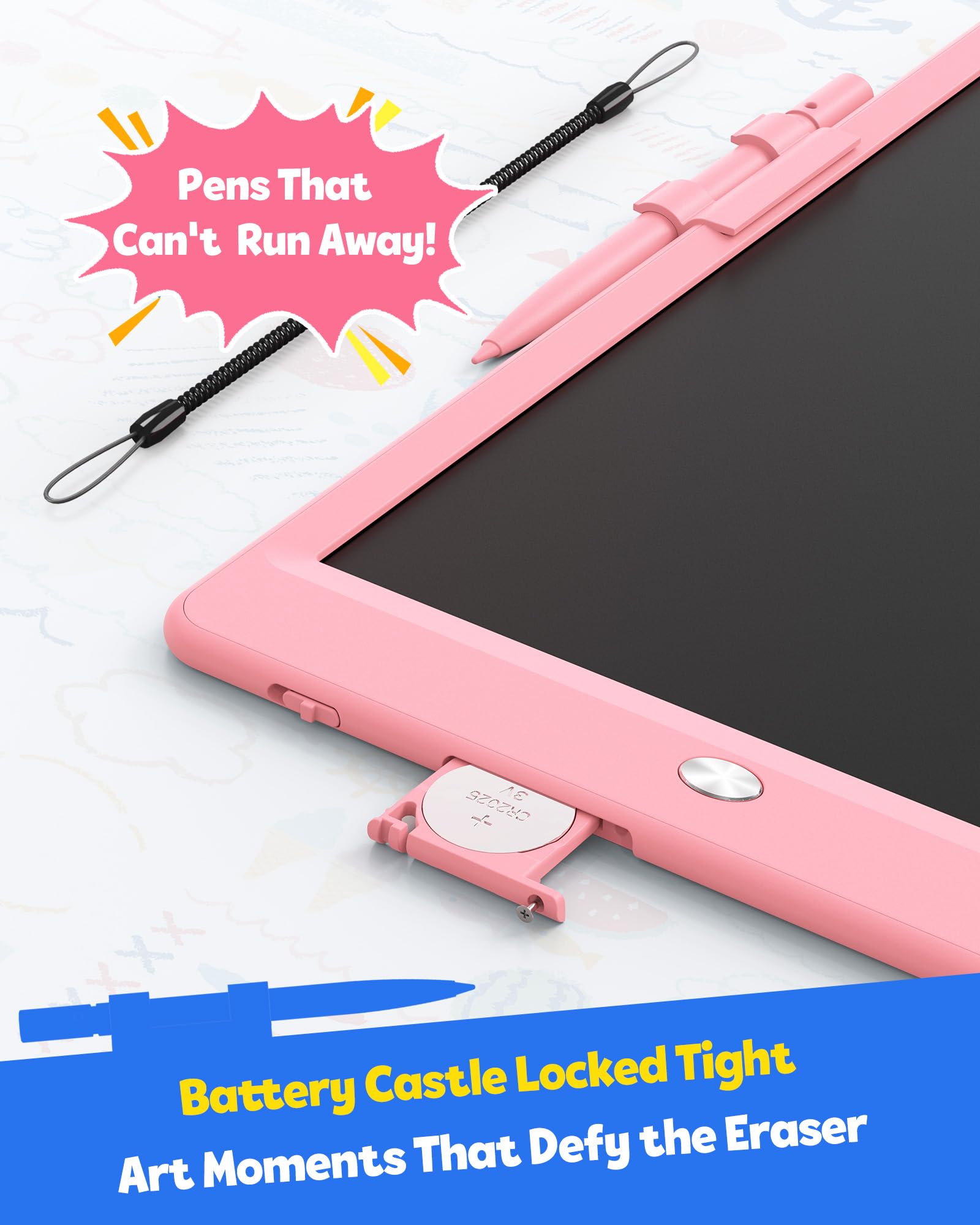TEKFUN LCD Writing Tablet for Kids, 10-inch Coloring Drawing Pad, Mess Free Doodle Board, Christmas Gifts for Girls and Toddlers, Toys for 3 4 5 6 7 8 Year Old Boys (Pink)