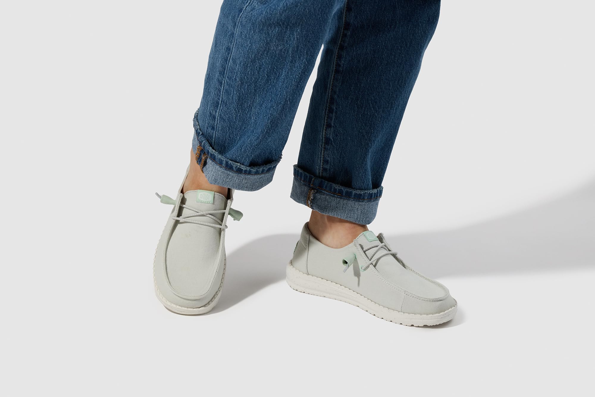 HEYDUDE Wendy Canvas Grey Size 8, Women’s Shoes, Slip-on Loafers, Comfortable & Light-Weight