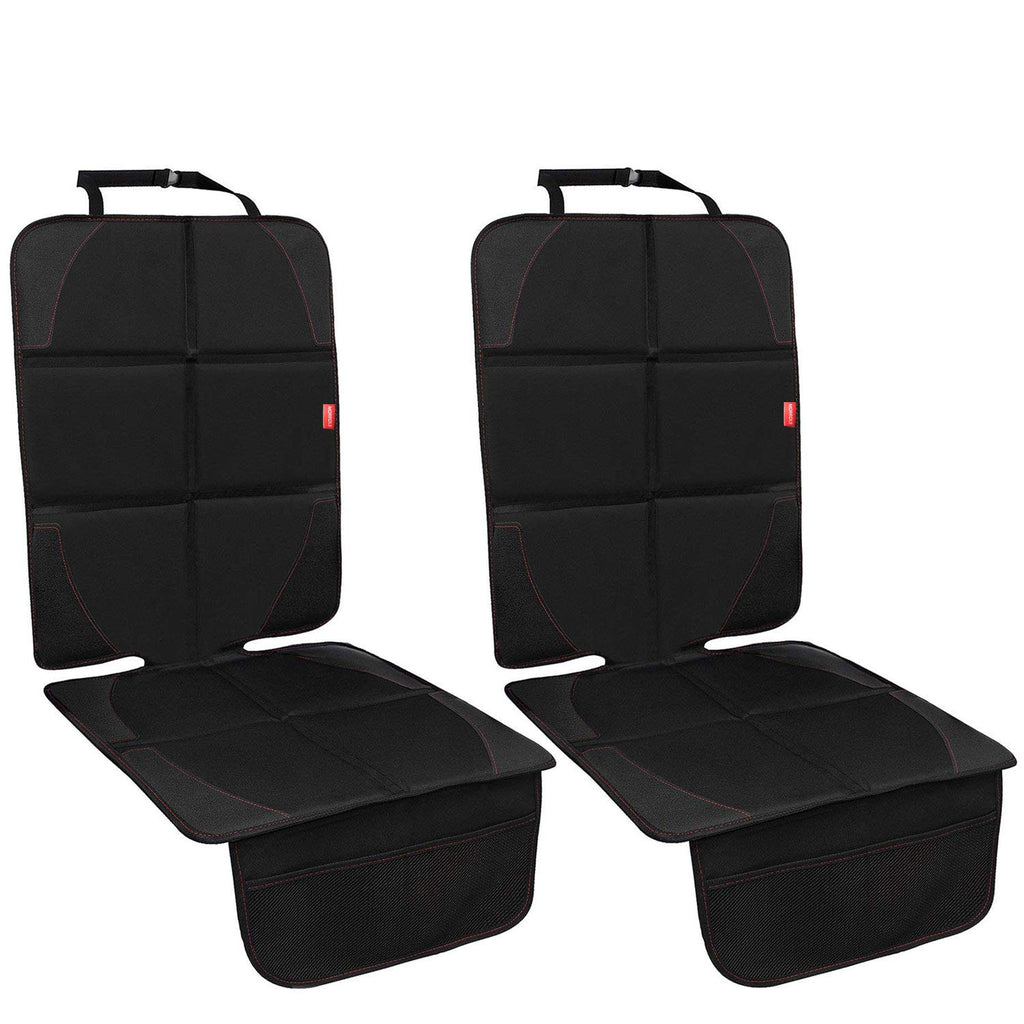 MORROLS Car Seat Protector, 2 Pack Carseat Protector with Thick Padding, Baby/Pets for Child Car Seat-Mesh Pockets-Waterproof-Universal Size(Black)