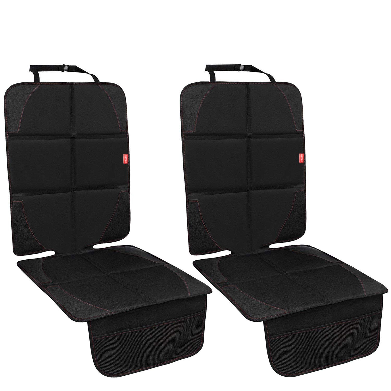 MORROLS Car Seat Protector, 2 Pack Carseat Protector with Thick Padding, Baby/Pets for Child Car Seat-Mesh Pockets-Waterproof-Universal Size(Black)