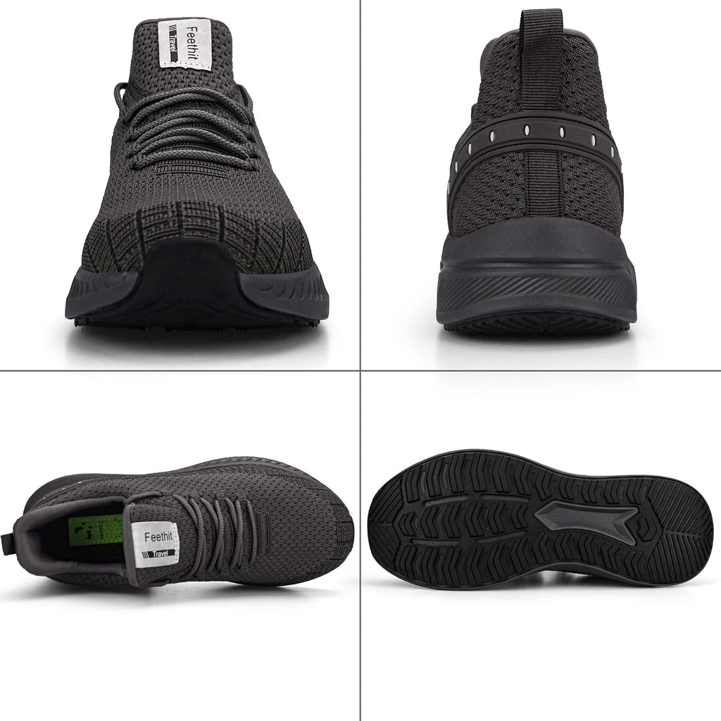 Feethit Mens Slip On Walking Shoes Blade Tennis Shoes Non Slip Running Shoes Lightweight Workout Shoes Breathable Mesh Fashion Sneakers Dark Grey Size 10.5