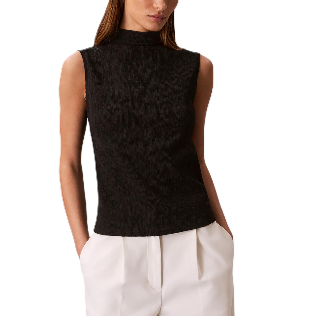 Calvin Klein Women's Textured Knit Mock Neck Top Black