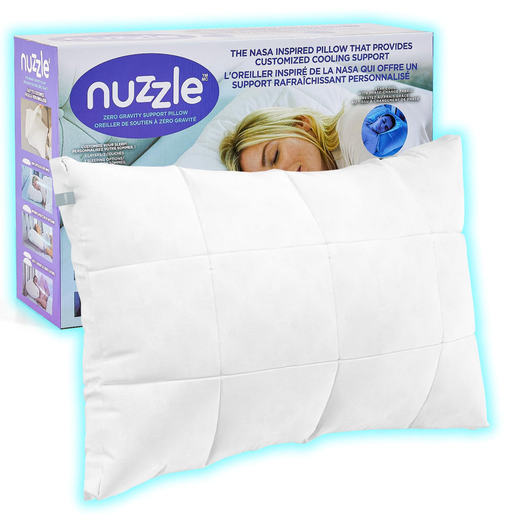 Nuzzle Cooling Adjustable Pillow for Side Sleepers, Luxury Standard Size Bed Pillow Hotel Collection - Best Adjust Height Soft Firm Pillow for Back, Stomach or Side Sleepers - Home Gifts