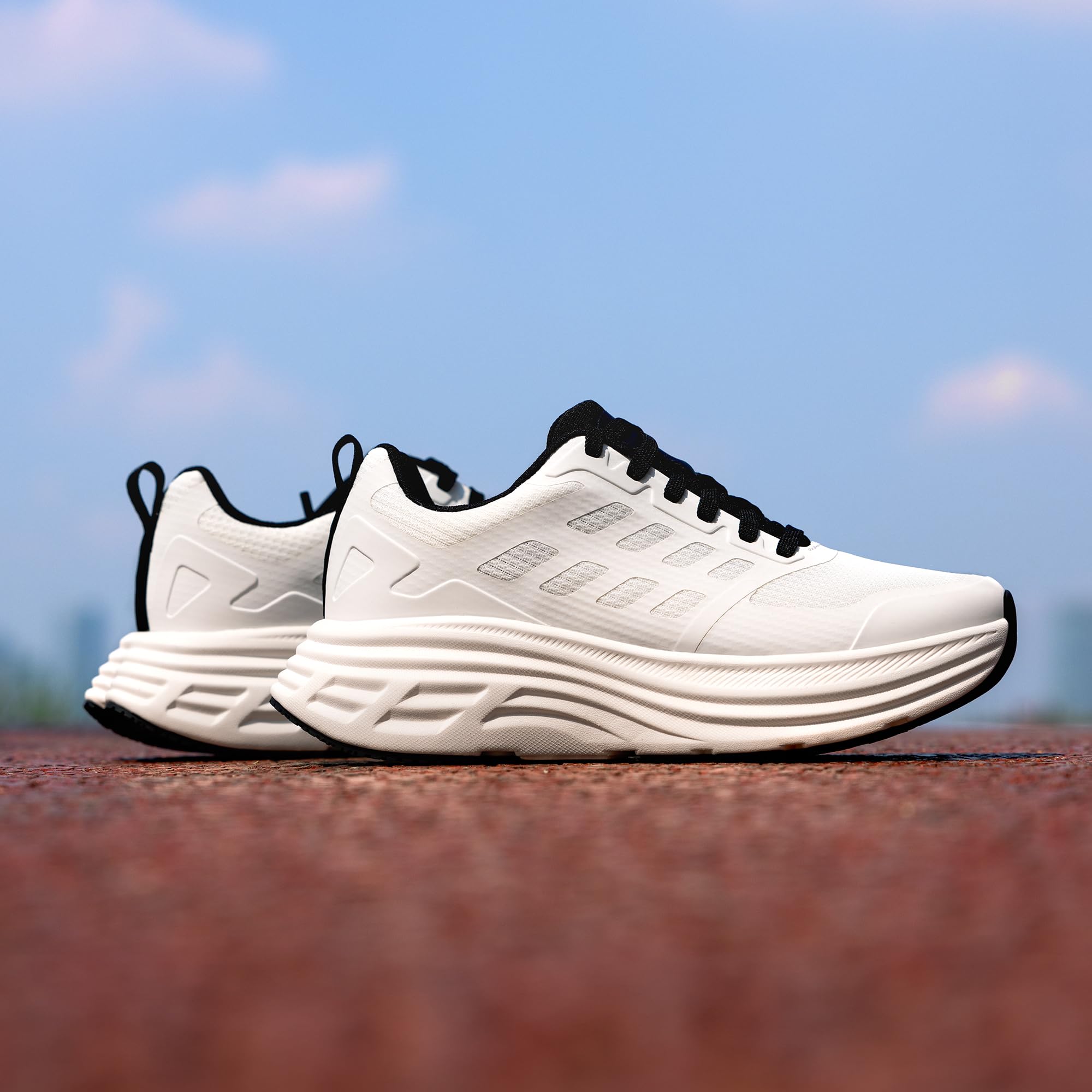 NORTIV 8 Women's Walking Shoes Cushion Running Tennis Shoes ActiveFloat Non-Slip Comfortable Breathable Workout Gym Sports Athletic Fashion Sneakers,Size 7,White,SNWS245W