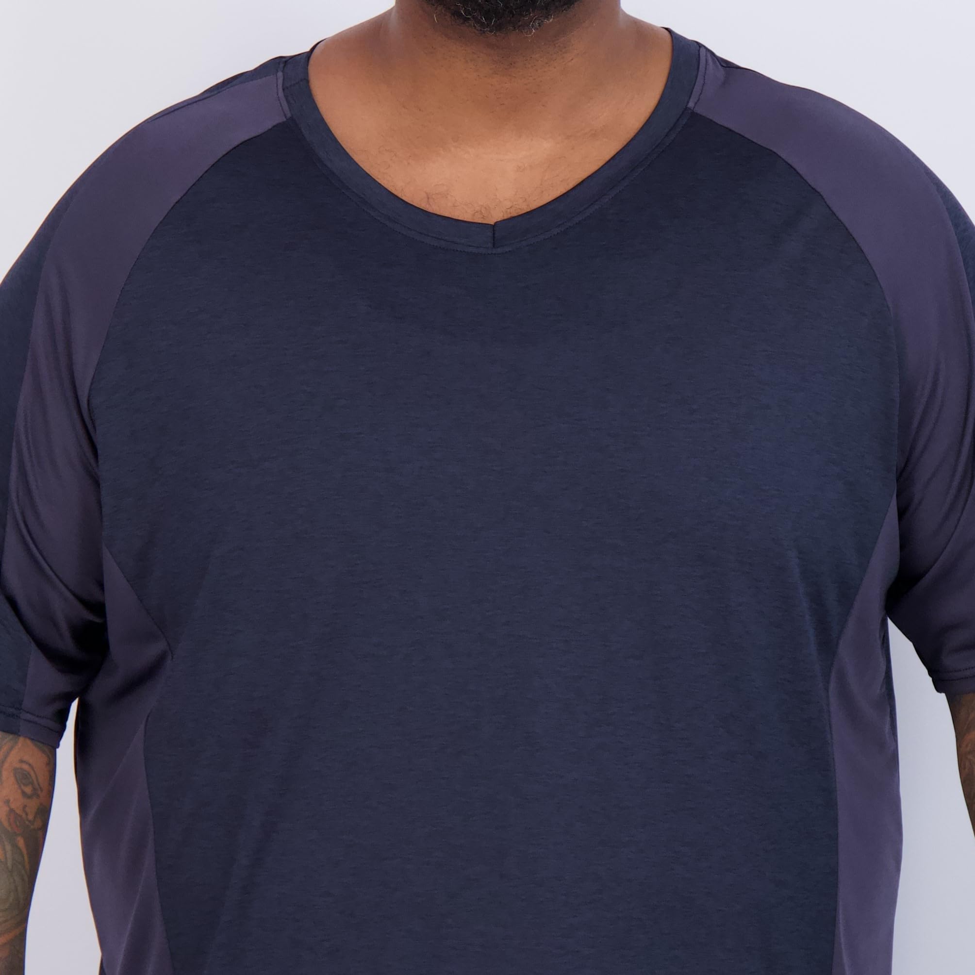 Real Essentials 3 Pack: Men's Big & Tall Short Sleeve V-Neck Athletic T-Shirt Dry-Fit Workout Shirts Moisture Wicking (3X-5X)- Set 4, 4XLT