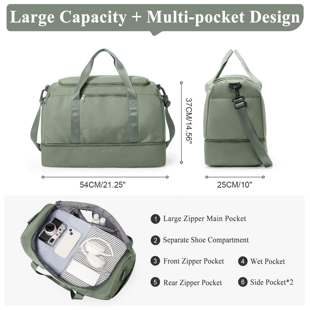 Extra Large Travel Duffle Bag,Carry on Overnight Weekend Bag with Shoes Compartment,Weekender Bags for Women for Travel Business Trips Sport Hospital