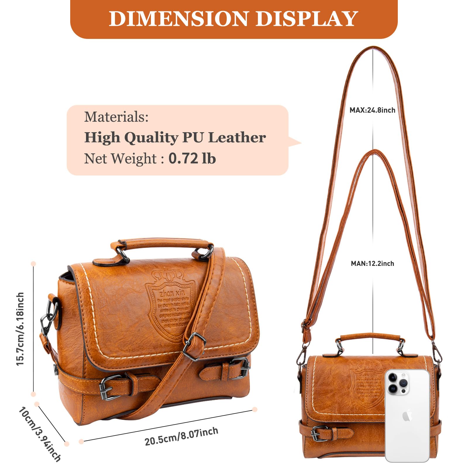 Crossbody Purses for Women, Cute Soft PU Leather Small Purse Handbags, Trendy Tote Clutch Purses Ladies Shoulder Bag