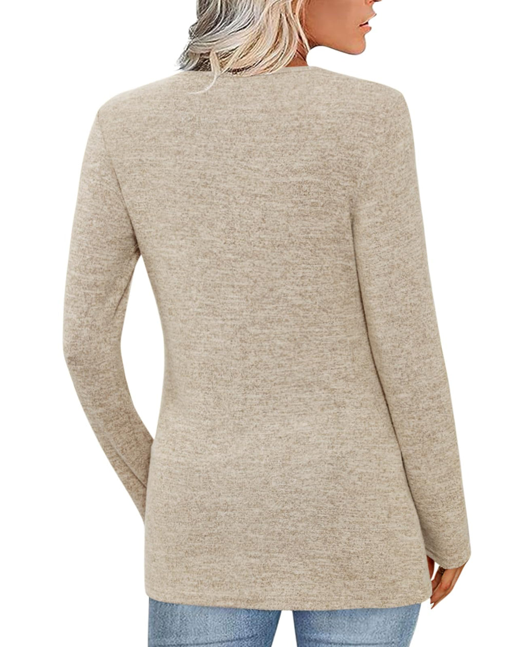 FMEYOA Women's Fall Long Sleeve Tunic Tops for Leggings V Neck Casual Shirt